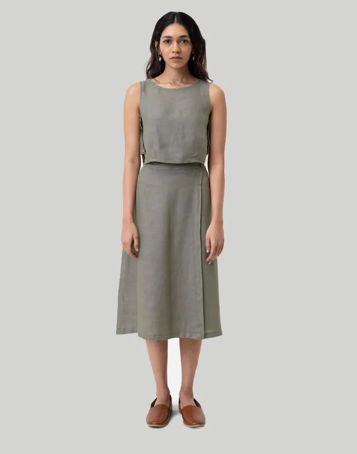 Women Reistor Overlap Midi Skirt Dark Green Madewell Skirts
