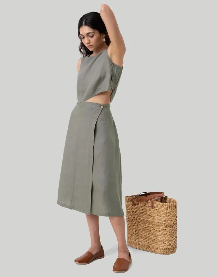 Women Reistor Overlap Midi Skirt Dark Green Madewell Skirts