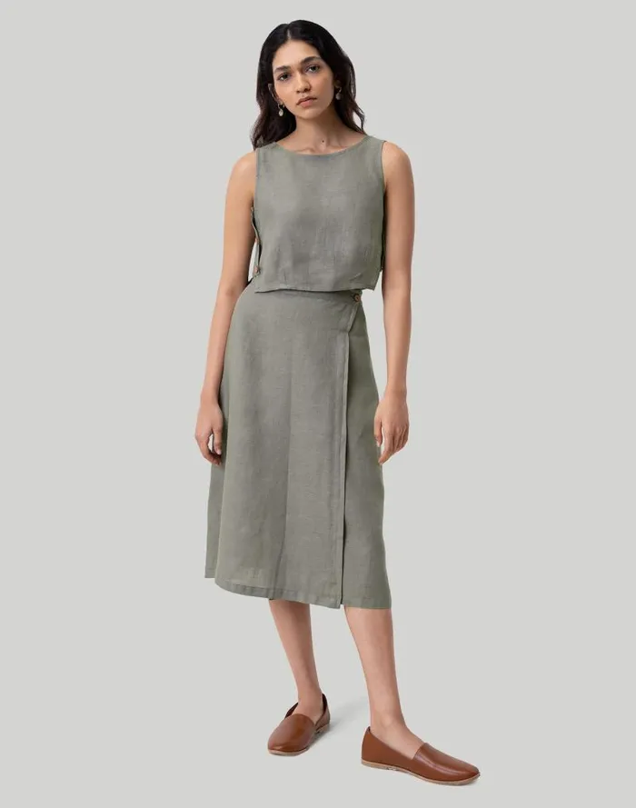 Women Reistor Overlap Midi Skirt Dark Green Madewell Skirts