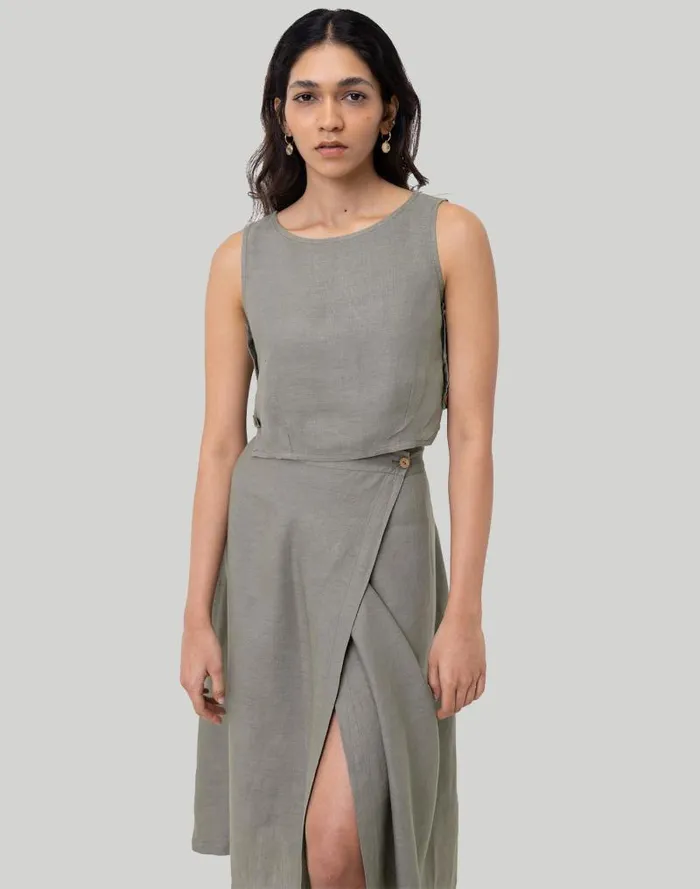 Women Reistor Overlap Midi Skirt Dark Green Madewell Skirts
