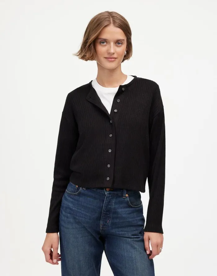 Women Relaxed ButtonFront Cardigan Jet Black Madewell Sweaters
