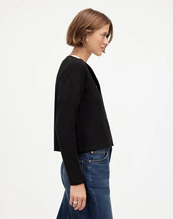 Women Relaxed ButtonFront Cardigan Jet Black Madewell Sweaters