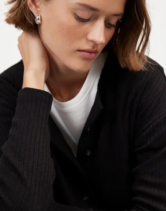 Women Relaxed ButtonFront Cardigan Jet Black Madewell Sweaters