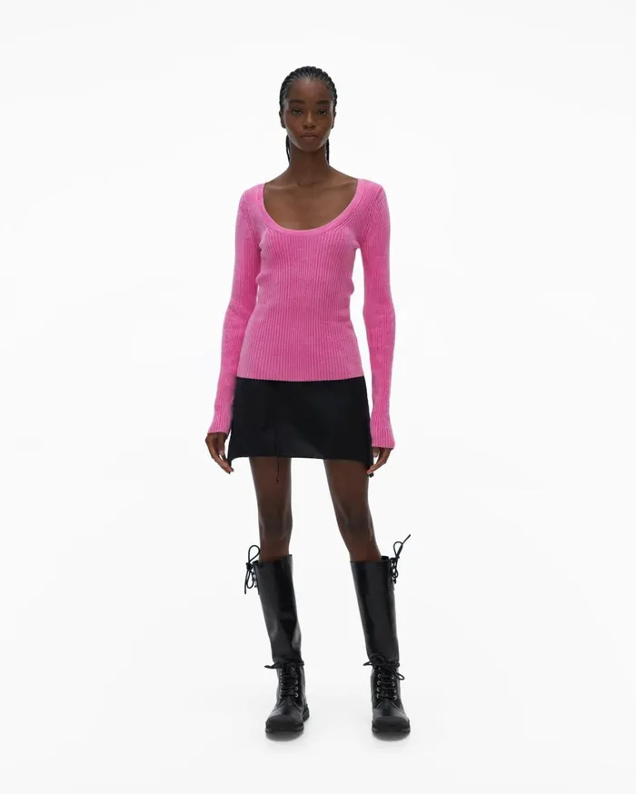 Women Rib Pullover Disco Pink Helmut Lang Sweaters