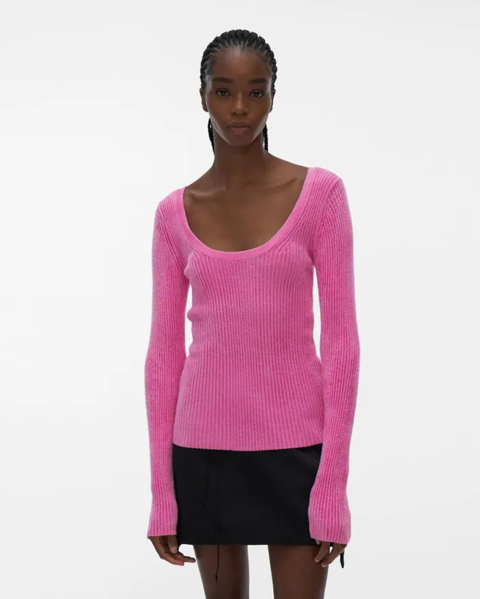 Women Rib Pullover Disco Pink Helmut Lang Sweaters
