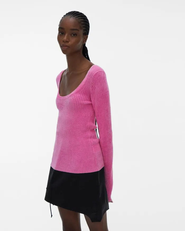 Women Rib Pullover Disco Pink Helmut Lang Sweaters