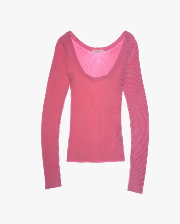 Women Rib Pullover Disco Pink Helmut Lang Sweaters