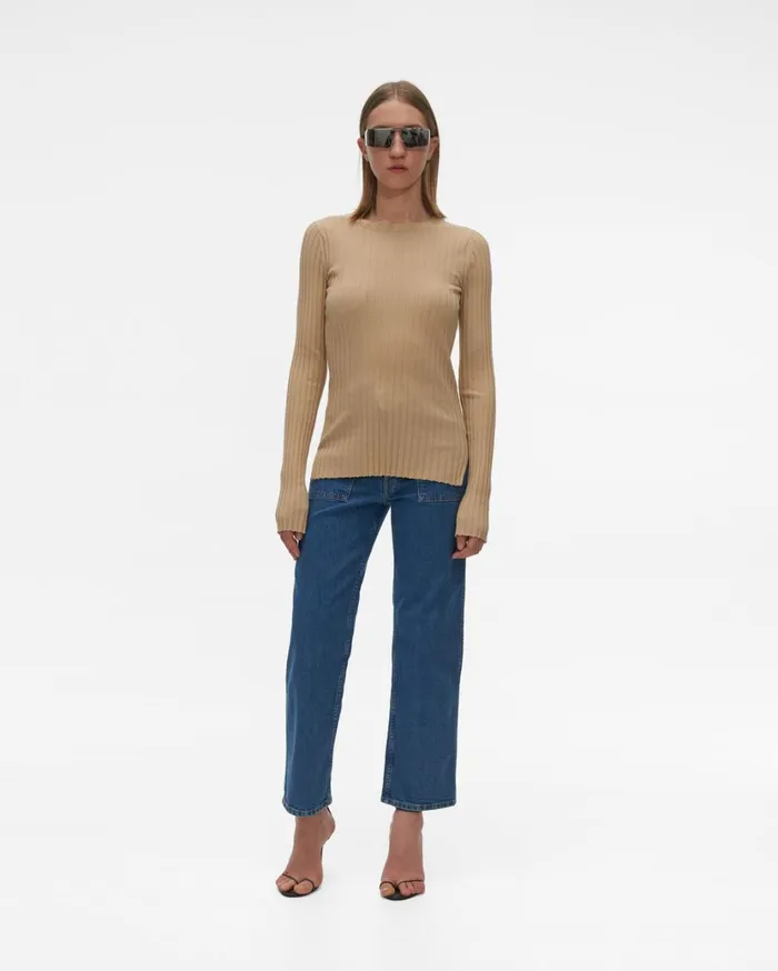Women Ribbed Crewneck Sweater Nude Helmut Lang Sweaters