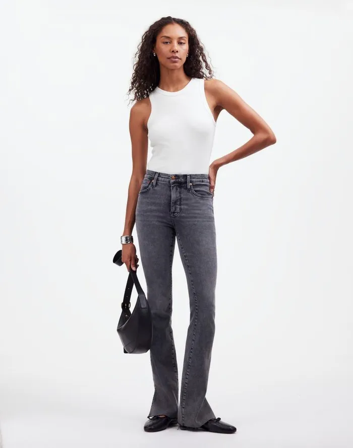 Women Ribbed Cutaway Tank Eyelet White Madewell Tees