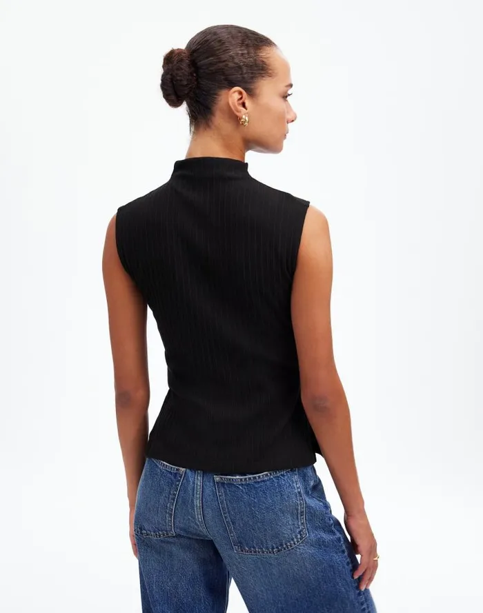 Women Ribbed Mockneck Tank Jet Black Madewell Tees