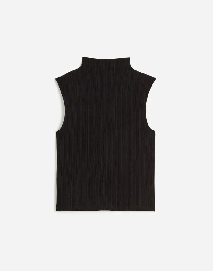 Women Ribbed Mockneck Tank Jet Black Madewell Tees