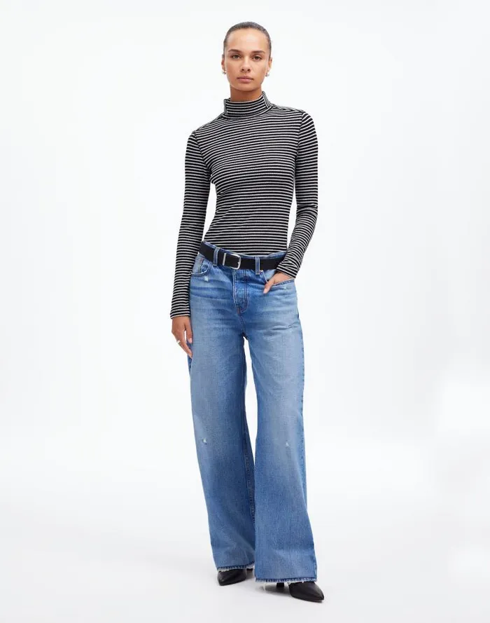 Women Ribbed Turtleneck LongSleeve Tee Winter White Madewell Tees