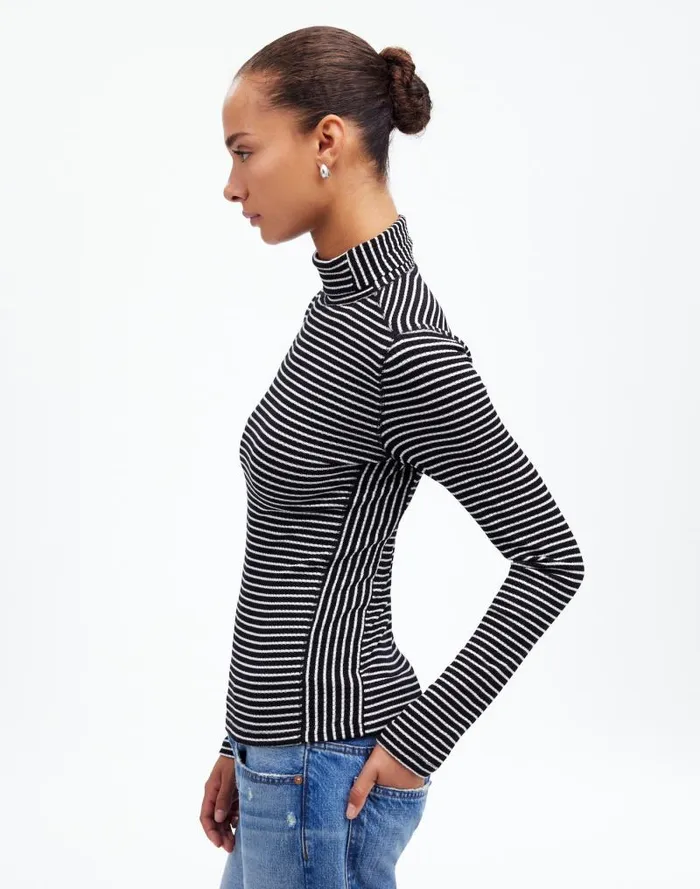 Women Ribbed Turtleneck LongSleeve Tee Winter White Madewell Tees