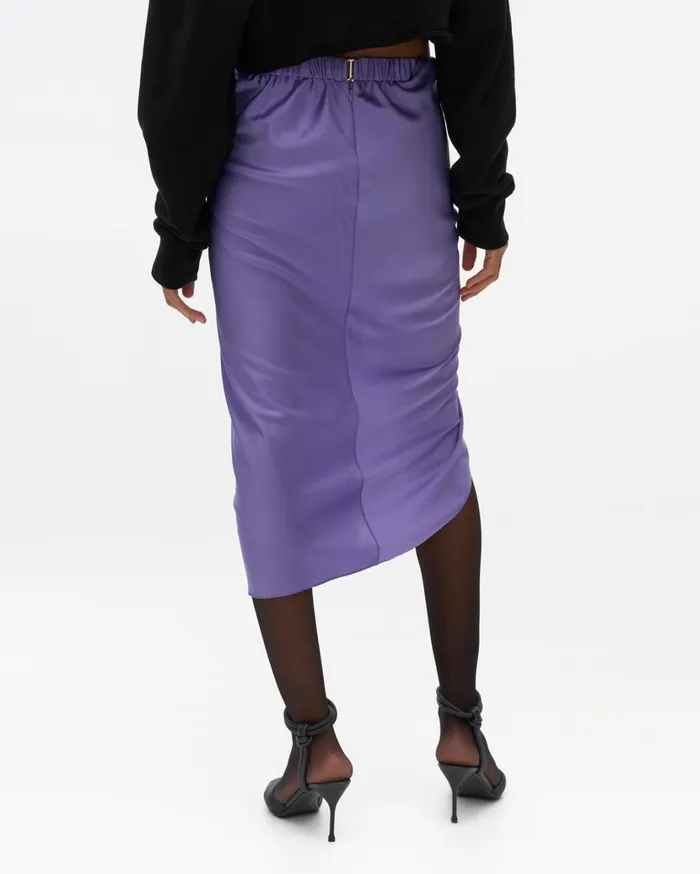Women Ruched Silk Skirt Voltaic Purple Helmut Lang Skirts