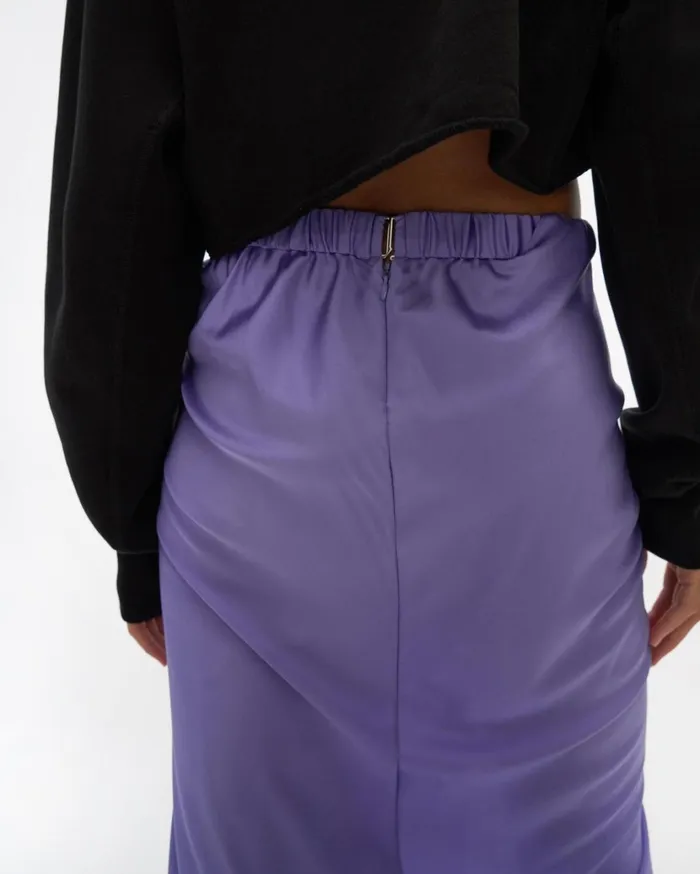 Women Ruched Silk Skirt Voltaic Purple Helmut Lang Skirts