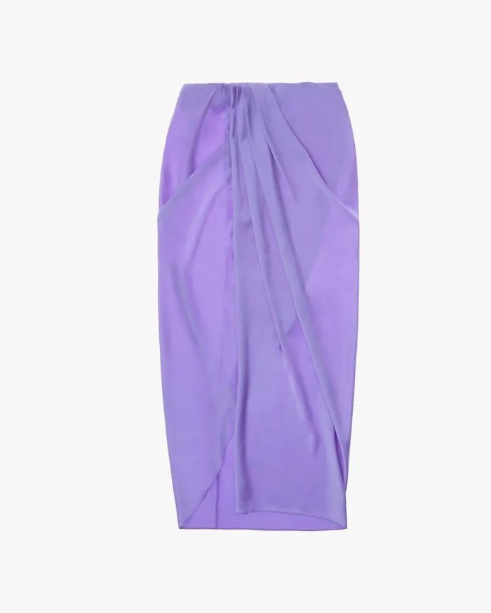 Women Ruched Silk Skirt Voltaic Purple Helmut Lang Skirts