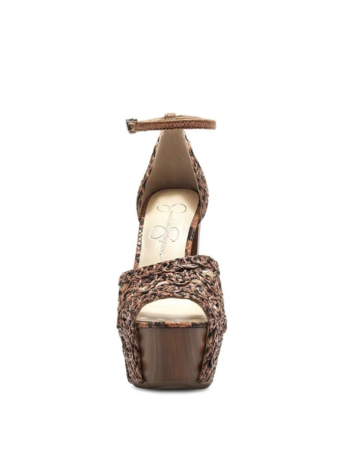 Women Sandals Jessica Simpson Dessie Platform Sandal In Caramel and Black Caramel And Black Rattan