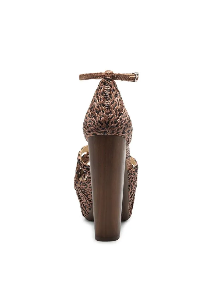 Women Sandals Jessica Simpson Dessie Platform Sandal In Caramel and Black Caramel And Black Rattan