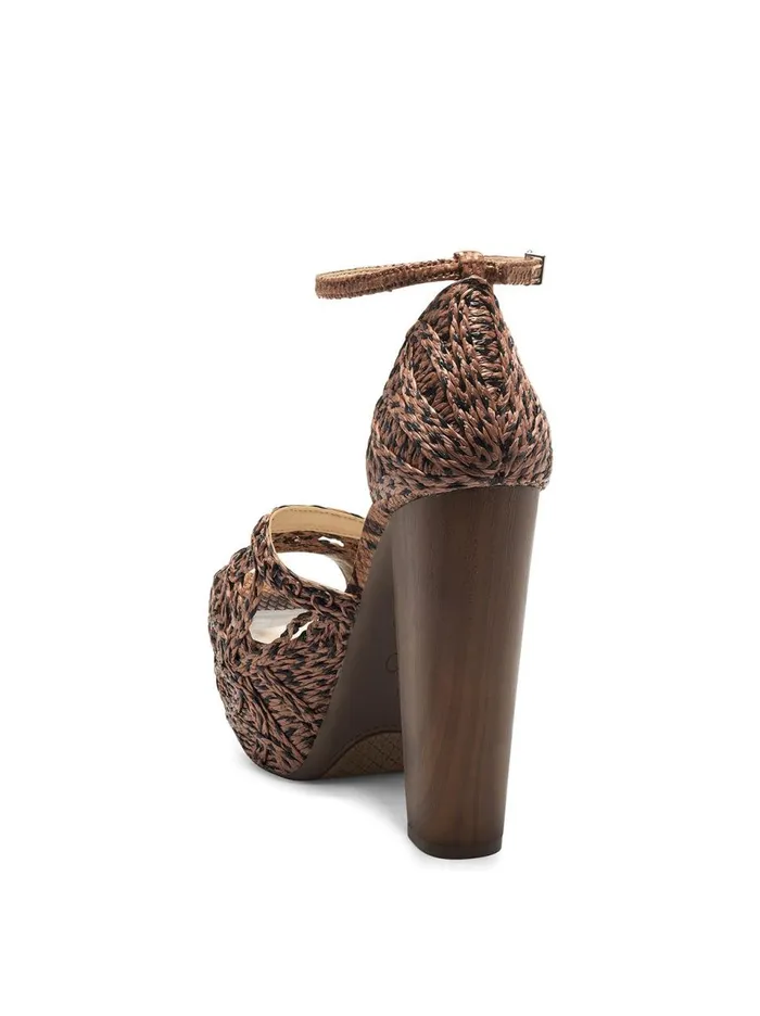 Women Sandals Jessica Simpson Dessie Platform Sandal In Caramel and Black Caramel And Black Rattan