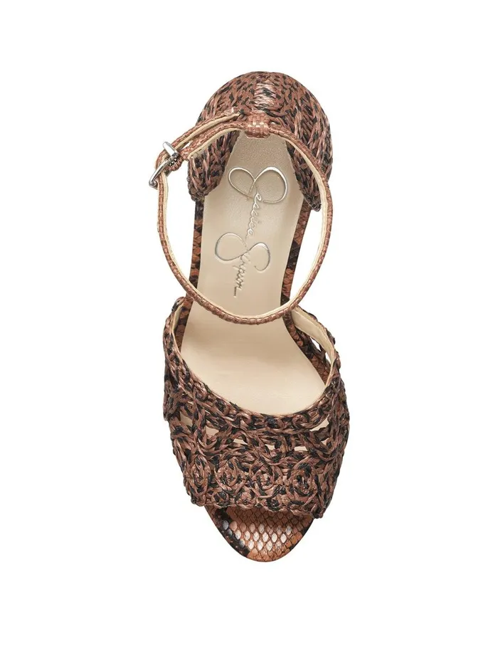 Women Sandals Jessica Simpson Dessie Platform Sandal In Caramel and Black Caramel And Black Rattan