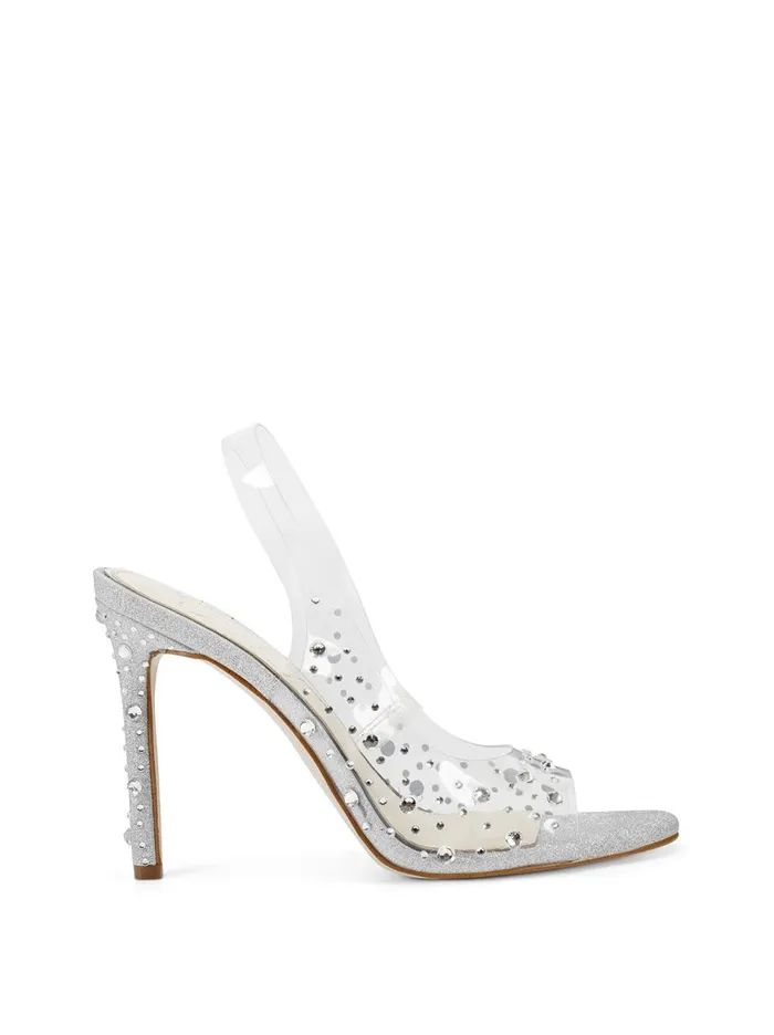 Women Sandals Jessica Simpson Jaisey High Heel In Clear Clear Embellished