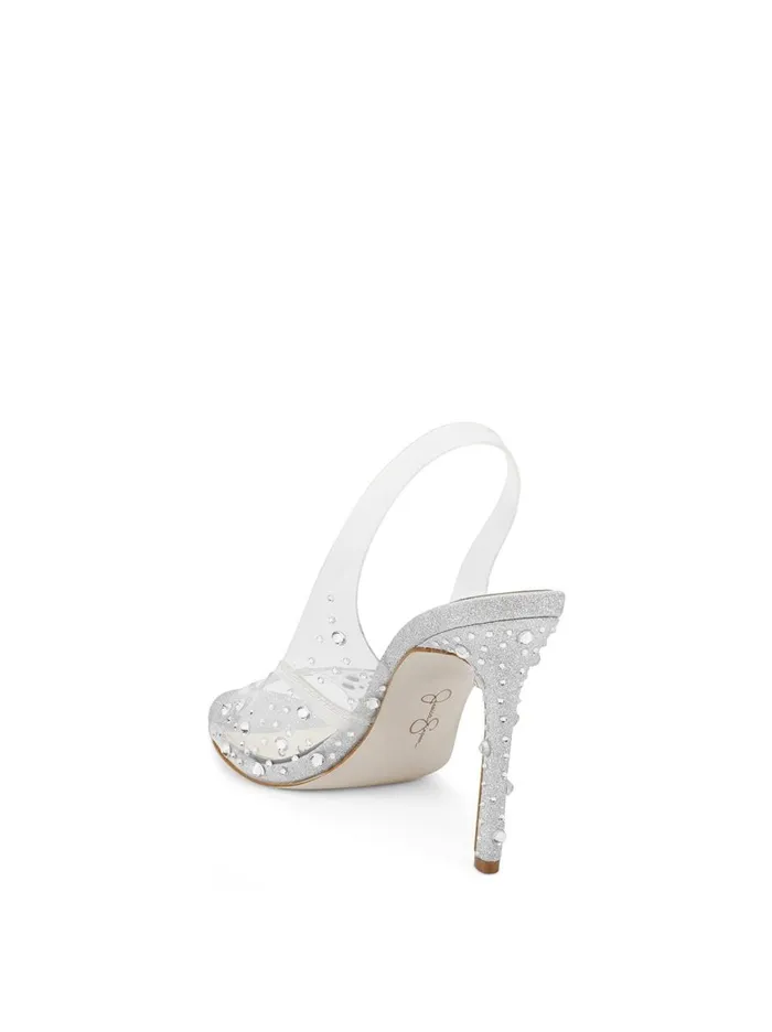 Women Sandals Jessica Simpson Jaisey High Heel In Clear Clear Embellished