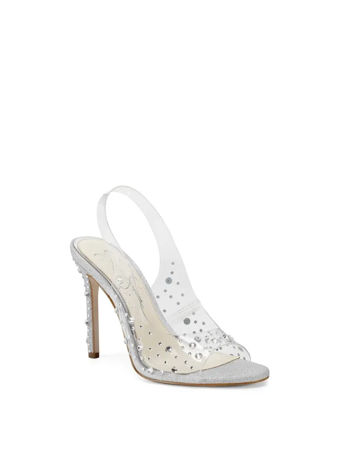 Women Sandals Jessica Simpson Jaisey High Heel In Clear Clear Embellished