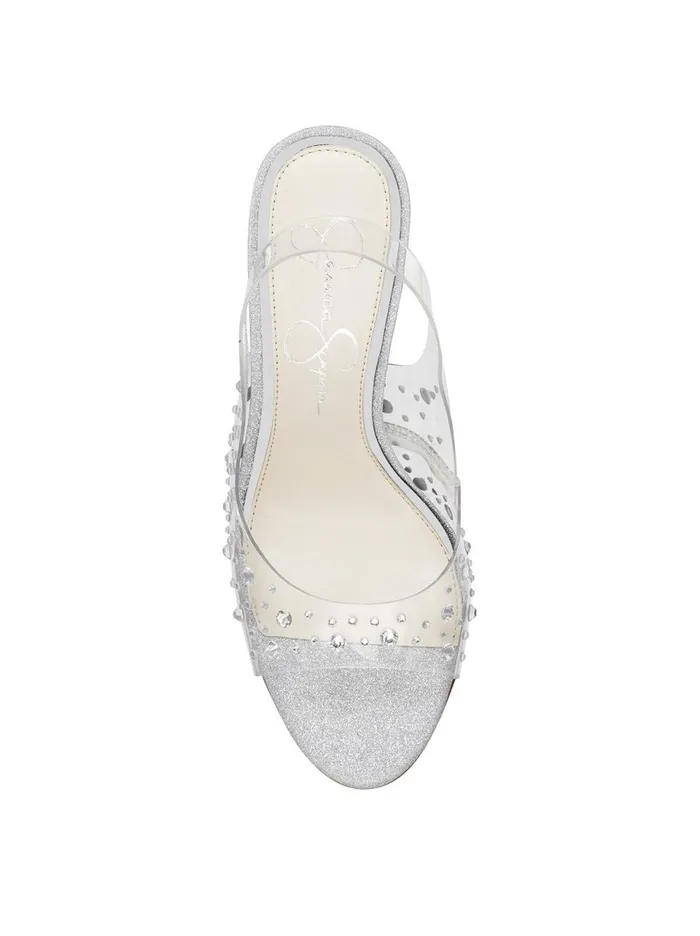 Women Sandals Jessica Simpson Jaisey High Heel In Clear Clear Embellished