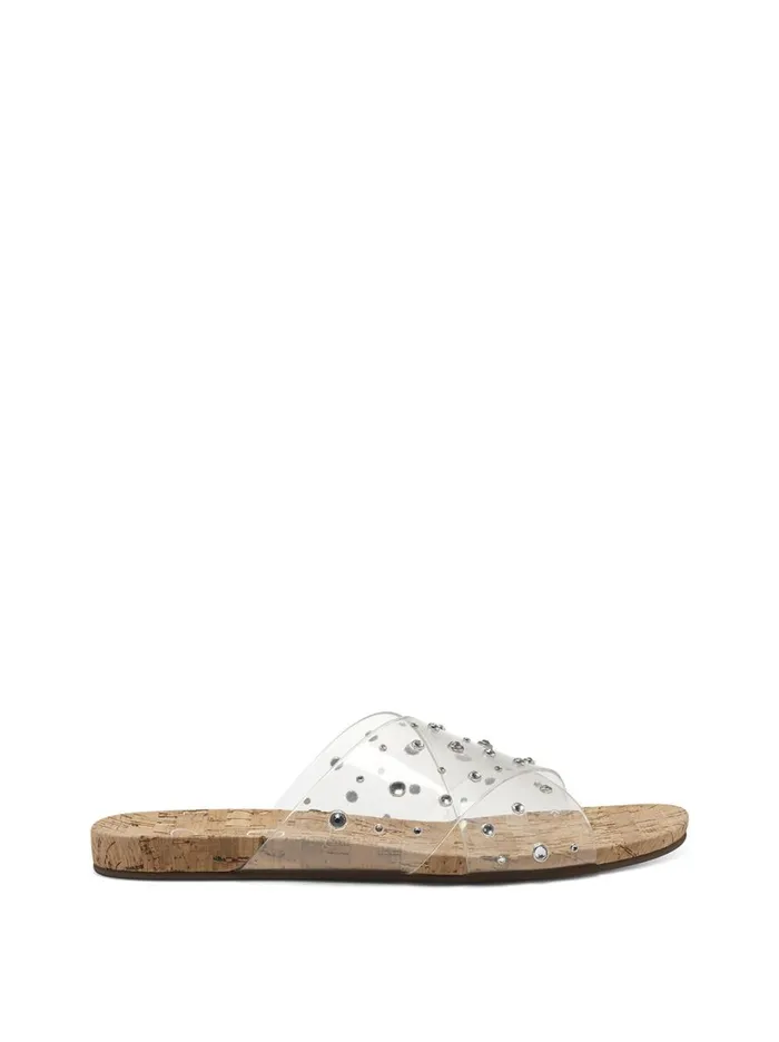 Women Sandals Jessica Simpson Tislie Slide In Clear Clear And Clear Stones