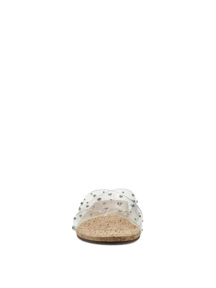 Women Sandals Jessica Simpson Tislie Slide In Clear Clear And Clear Stones