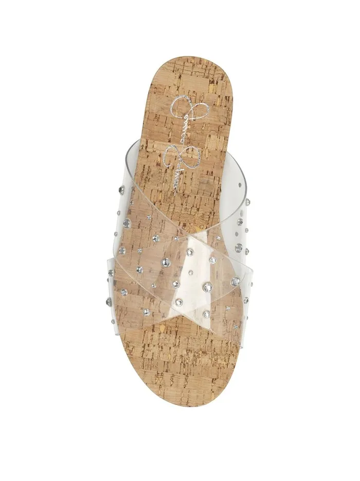 Women Sandals Jessica Simpson Tislie Slide In Clear Clear And Clear Stones