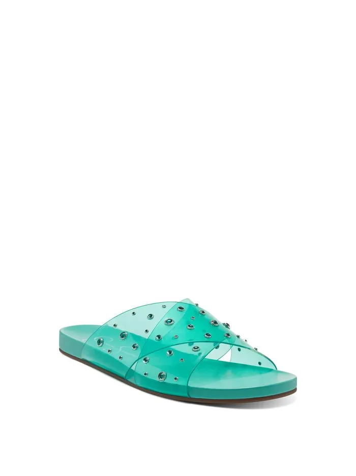 Women Sandals Jessica Simpson Tislie Slide In Seabreeze Seabreeze And Blue Stones