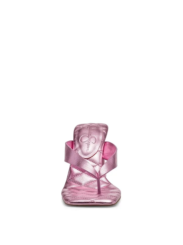 Women Sandals Jessica Simpson Zayde Thong Slide In Pink Metal Pink