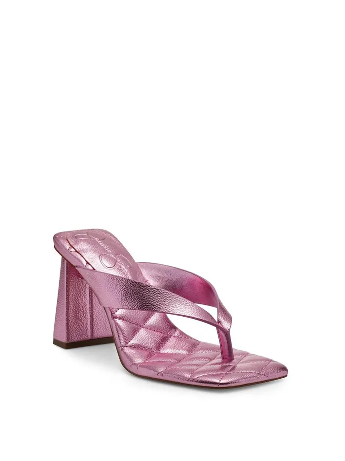 Women Sandals Jessica Simpson Zayde Thong Slide In Pink Metal Pink