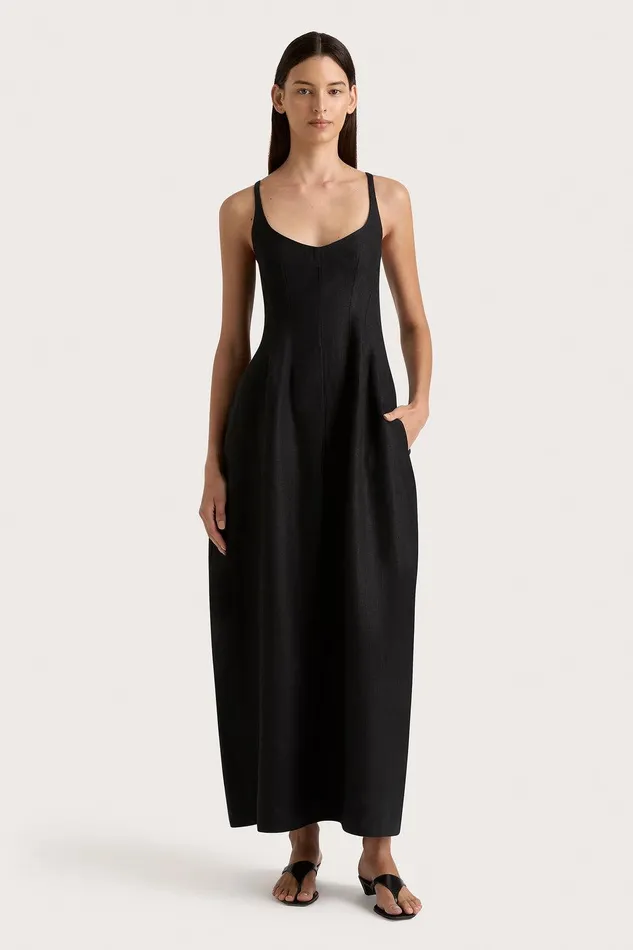 Women Sanne Midi Dress Black Faithfull The Brand Dresses