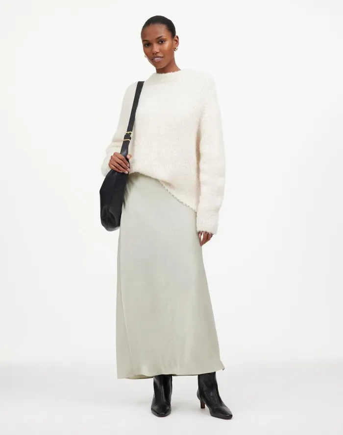 Women Satin Maxi Slip Skirt Steel Madewell Skirts