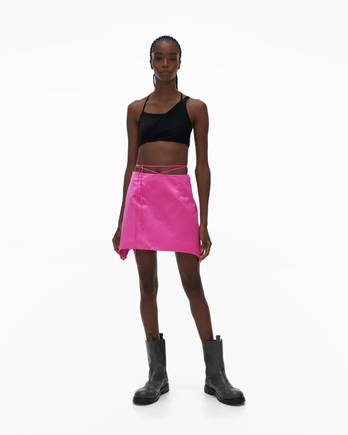 Women Satin Mini Skirt Disco Pink Helmut Lang Skirts