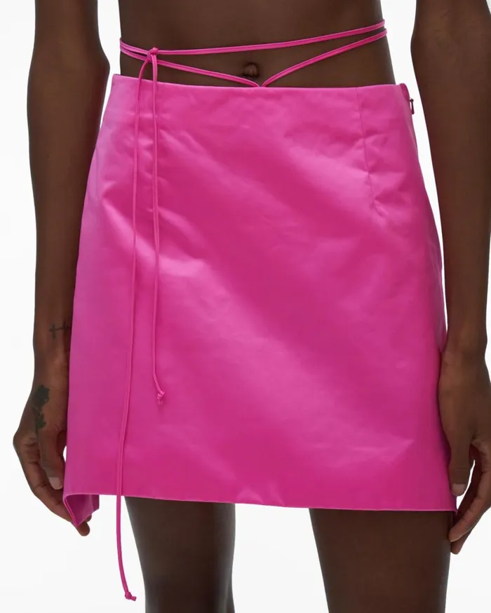 Women Satin Mini Skirt Disco Pink Helmut Lang Skirts