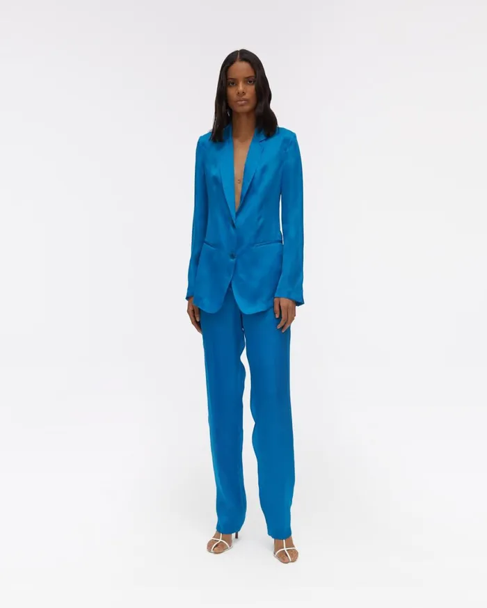 Women Satin Organza Blazer Topaz Helmut Lang Jackets