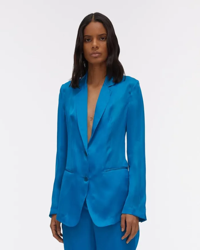 Women Satin Organza Blazer Topaz Helmut Lang Jackets