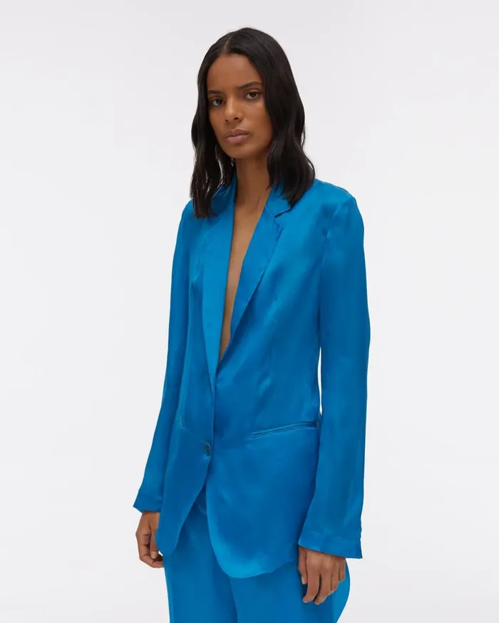 Women Satin Organza Blazer Topaz Helmut Lang Jackets