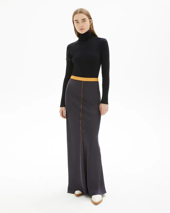 Women Satin Slip Skirt Ink Helmut Lang Dresses and Skirts