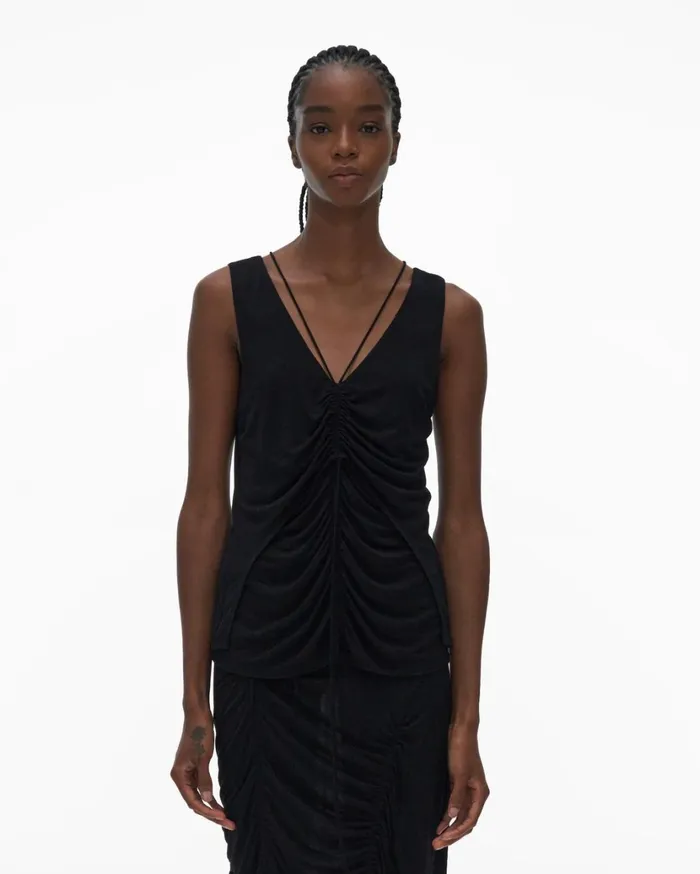 Women Scala Ruched Top Basalt Black Helmut Lang Tops