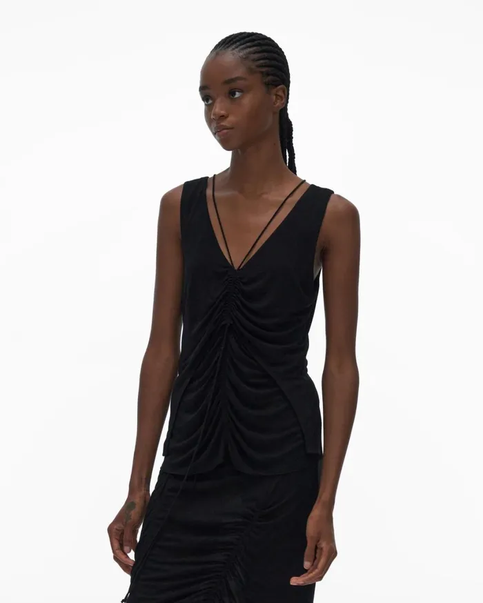 Women Scala Ruched Top Basalt Black Helmut Lang Tops