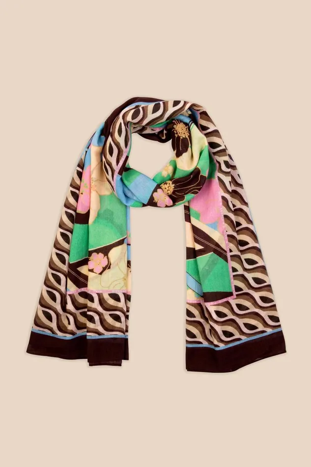 Women Scarves RIXO Mahon Tropical Hibiscus Wave