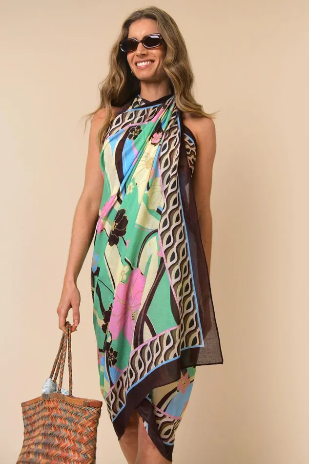 Women Scarves RIXO Mahon Tropical Hibiscus Wave Women Scarves RIXO Mahon Tropical Hibiscus Wave