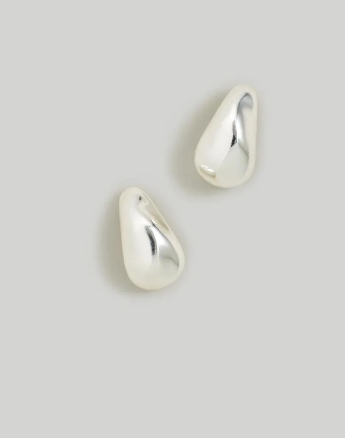Women Sculptural Droplet Statement Earrings Light Silver Ox Madewell Jewelry