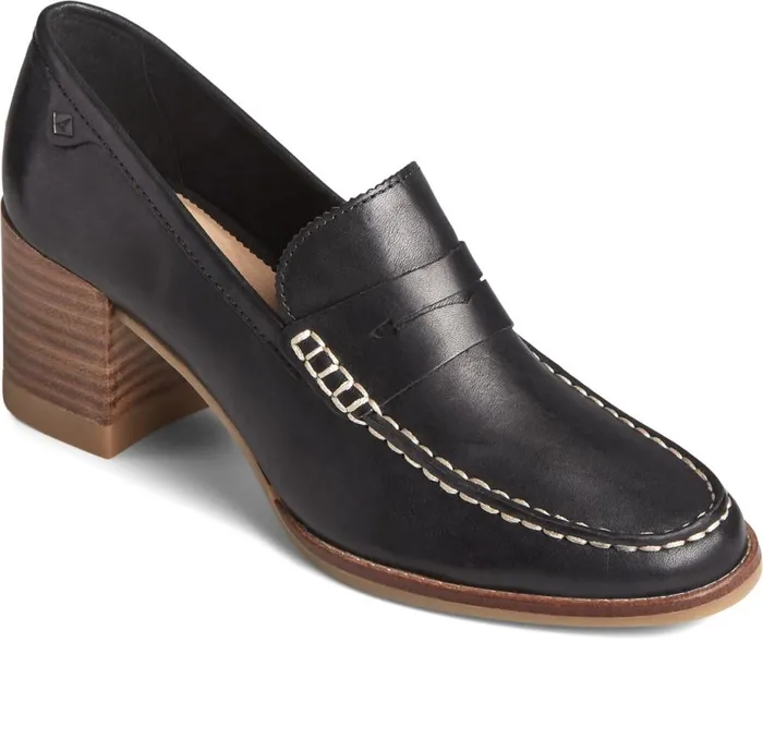 Women Seaport Penny Heel Leather Loafer Black Sperry Flats and Loafers Women Seaport Penny Heel Leather Loafer Black Sperry Flats and Loafers