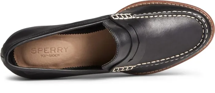Women Seaport Penny Heel Leather Loafer Black Sperry Flats and Loafers Women Seaport Penny Heel Leather Loafer Black Sperry Flats and Loafers