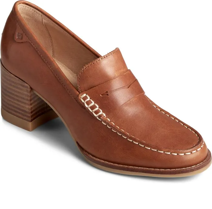 Women Seaport Penny Heel Leather Loafer Tan Sperry Flats and Loafers Women Seaport Penny Heel Leather Loafer Tan Sperry Flats and Loafers
